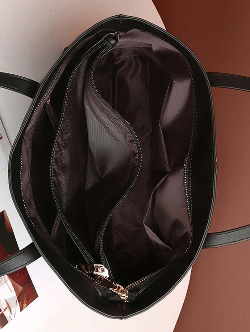 Große Ledertasche, Damen-Arbeitstasche mit Reißverschluss