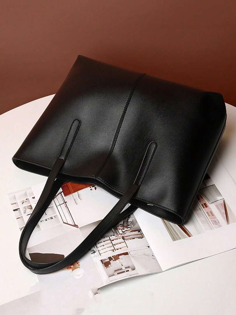 Große Ledertasche, Damen-Arbeitstasche mit Reißverschluss