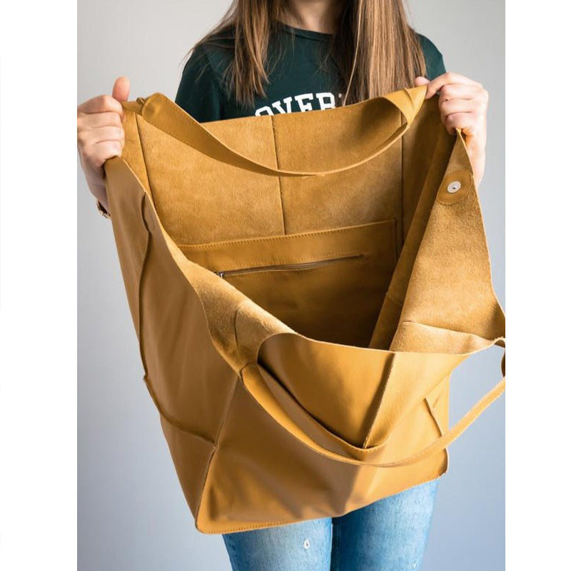 Übergroße Leder-Schultertasche für Frauen