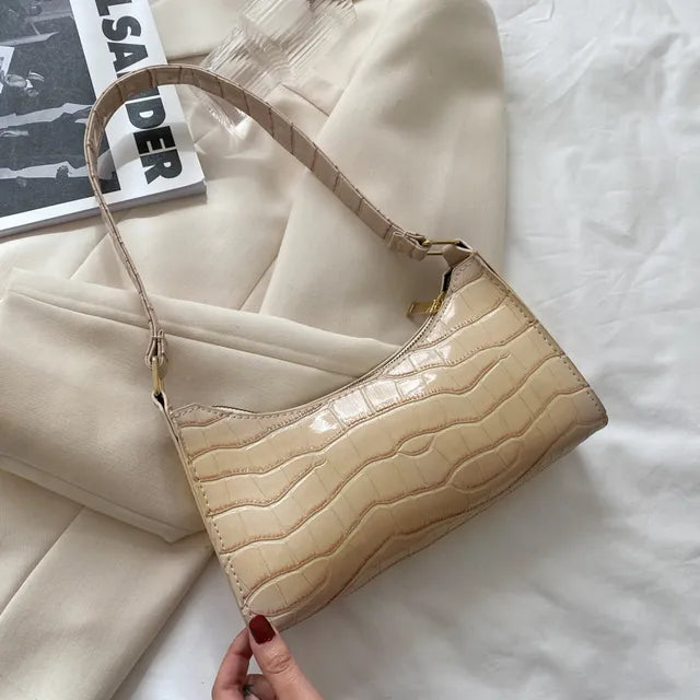 Damen Leder Schultertasche im Retro-Stil