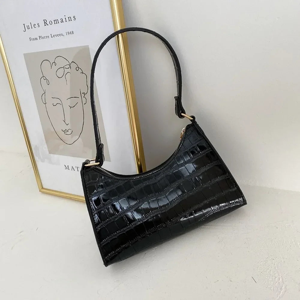 Damen Leder Schultertasche im Retro-Stil