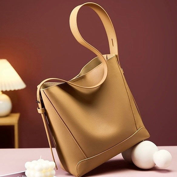 Damen Bucket Bag, Schultertasche mit innerem Reißverschlußfach