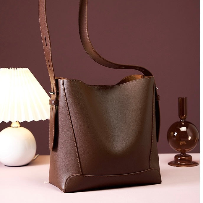 Damen Bucket Bag, Schultertasche mit innerem Reißverschlußfach