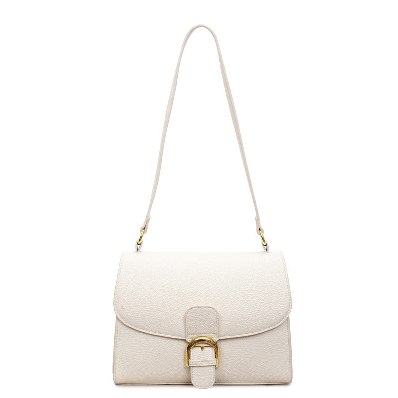 Damen Schultertasche mit elegantem Klappverschluss und dekorativem Metallakzent
