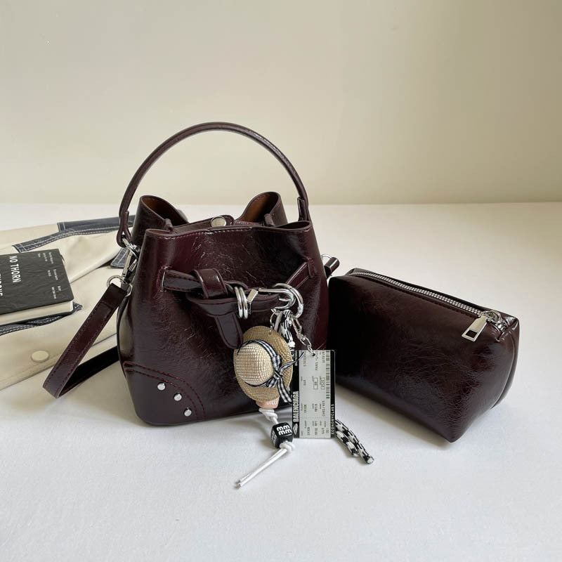 Damen stylische Mini-Bucket-Bag mit herausnehmbarem Kosmetiktäschchen