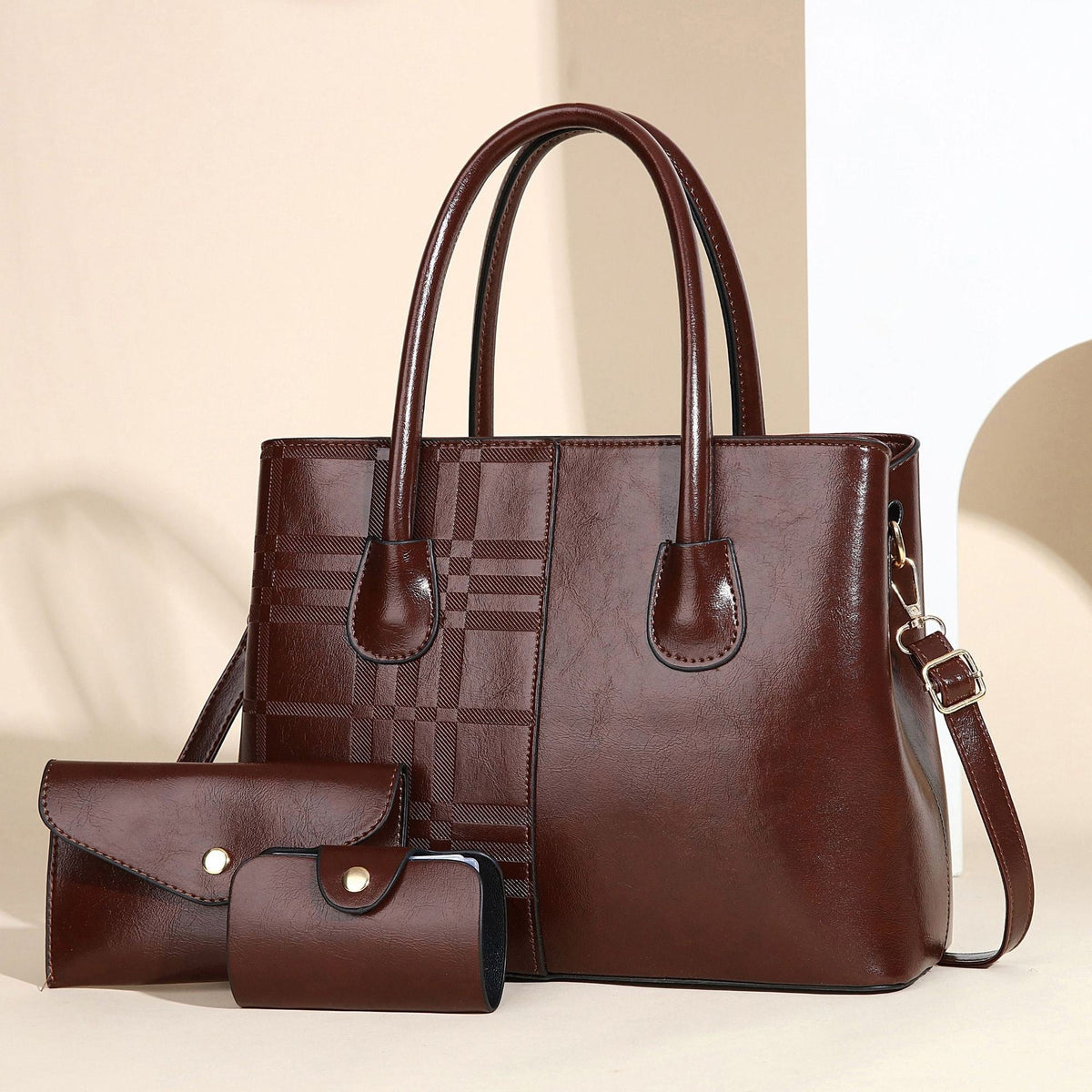 Damen elegante Tote-Handtasche mit abnehmbarem Clutch und zusätzlichem Geldbeutel