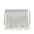 Damen Schultertasche mit Fransen und Nieten