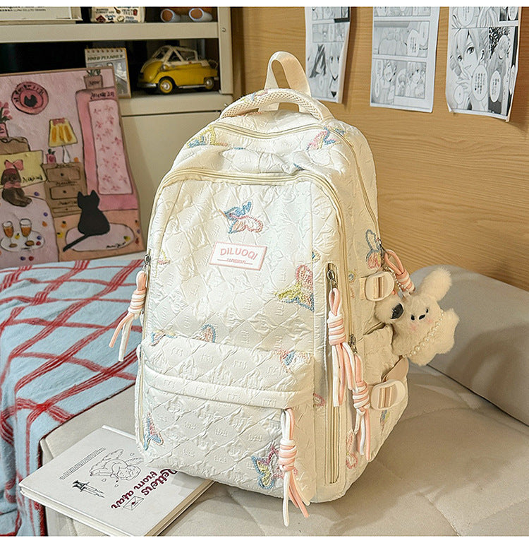 Blumenbestickter Robuster Schulrucksack