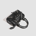 Damen Mini-Handtasche mit dekorativen Metallakzenten und abnehmbarem Schulterriemen