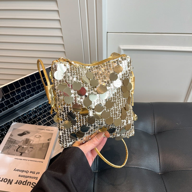 Damen Schultertasche mit glitzerndem Paillettendesign