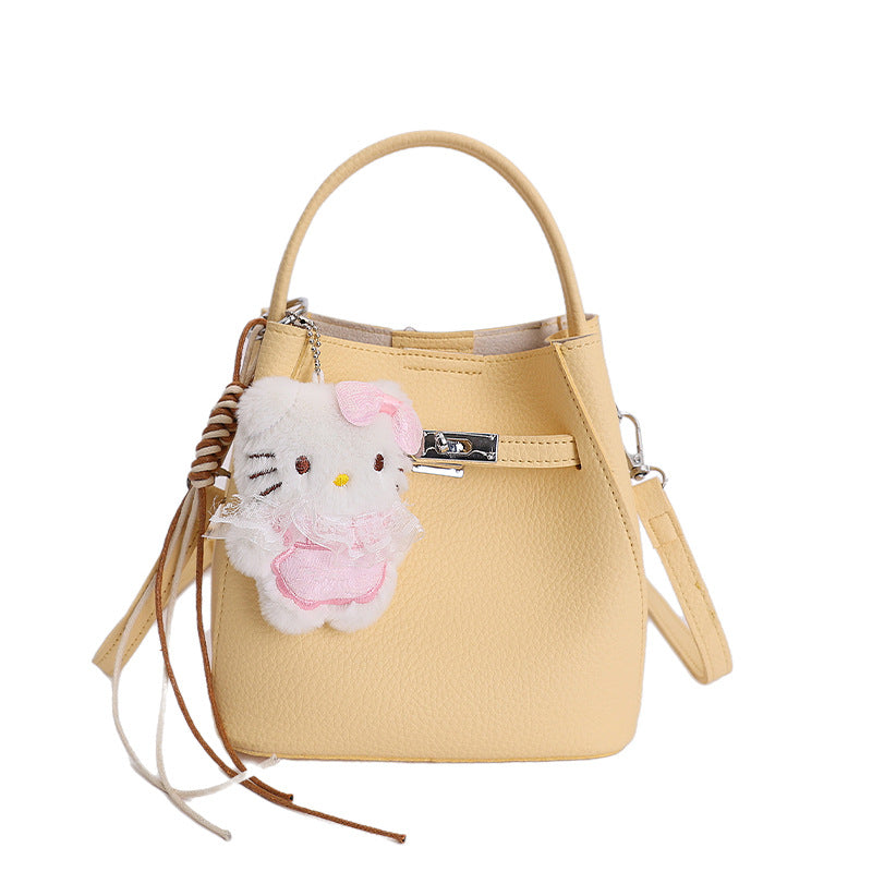 Damen Mini Tasche mit abnehmbarem Plüschanhänger