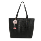 Damen Freizeit Tote Bag mit strukturiertem Wellenmuster und charmantem Anhänger