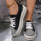 Damen Glamouröse Sneakers mit funkelnden Strasssteinen und trendiger Profilsohle