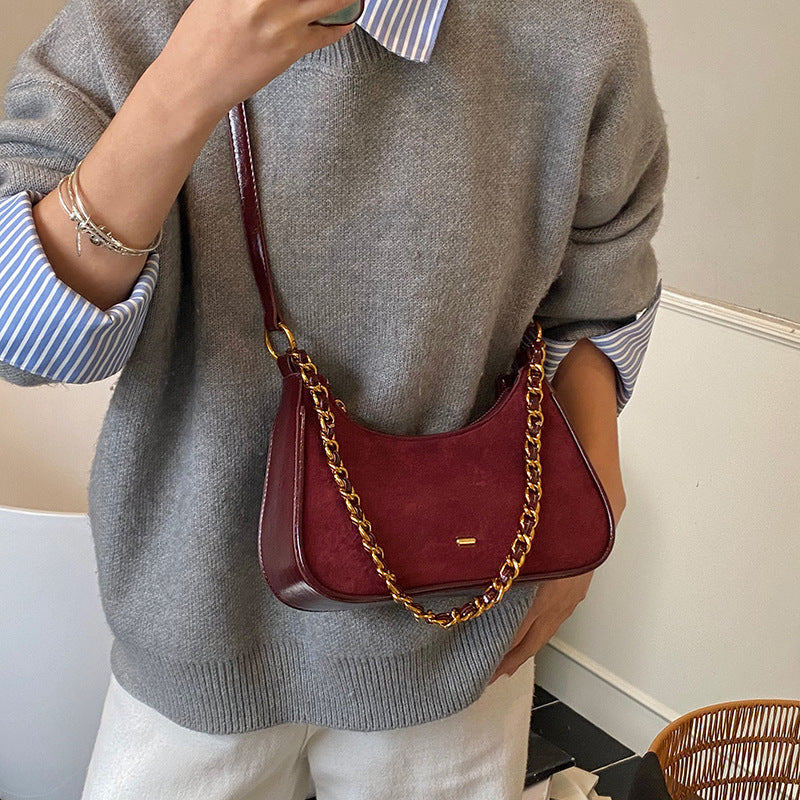 Damen modische Schultertasche im Vintage-Look mit Kettenriemen