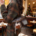 Damen Schultertasche mit einzigartigem Kordelzug und charmantem Anhänger