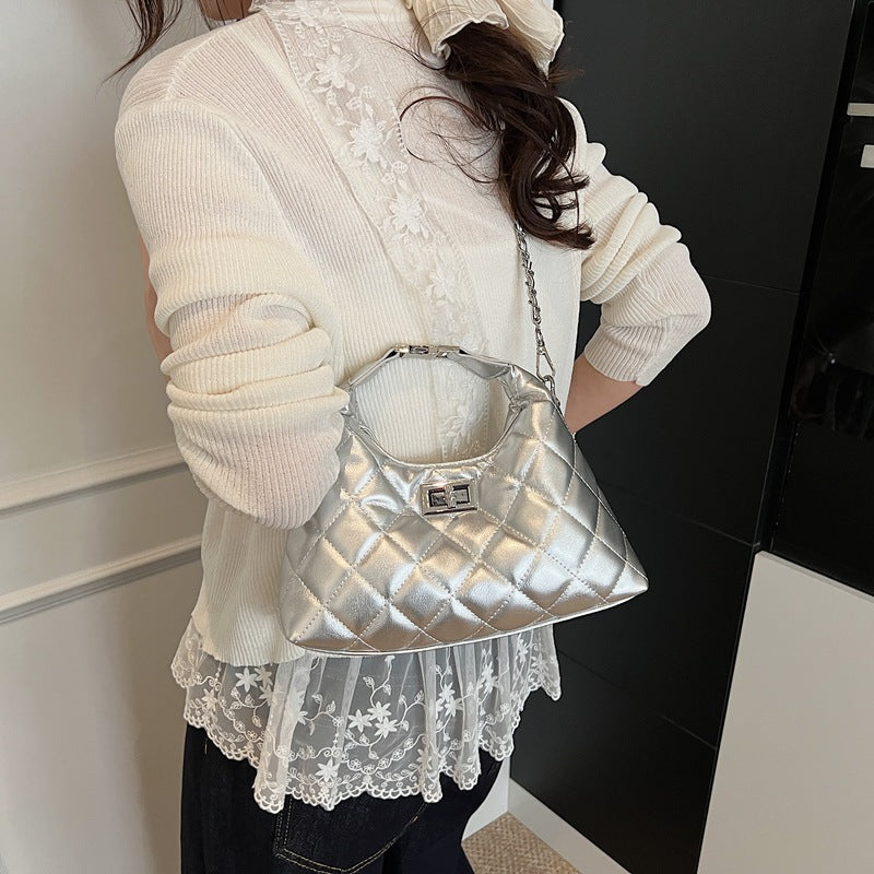 Damen Mini-Handtasche mit elegantem gestepptem Design und schickem Kettenverschluss