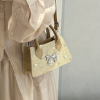 Damen Mini-Tasche mit floralen gewebten Design und stilvollem Schleifendetail