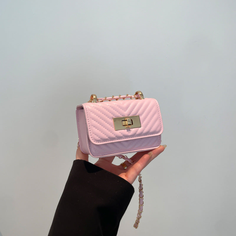 Damen Mini-Handtasche mit gestepptem Design und goldenem Verschluss