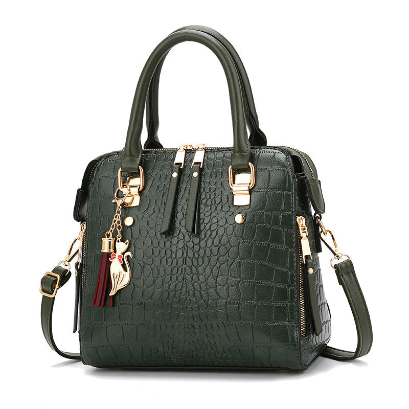 Damen hochwertige Tote-Handtasche mit stilvollem Krokodilleder-Look und abnehmbarem Schultergurt