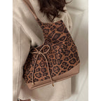 Damentasche mit stylischem Leopardenmuster und verstellbarem Kordelzug