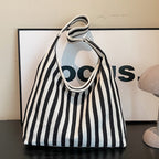 Damen Jute-Tote-Bag mit stilisiertem Streifenmuster
