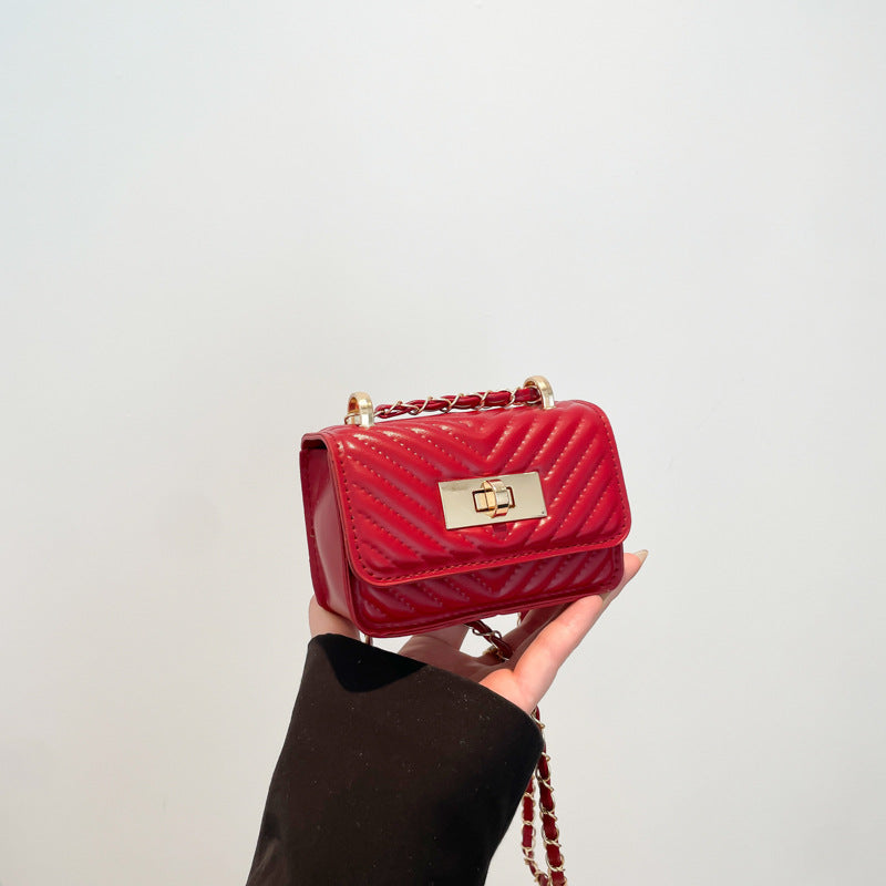 Damen Mini-Handtasche mit gestepptem Design und goldenem Verschluss