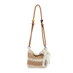 Damen gehäkelte Schultertasche mit dekorativen Details