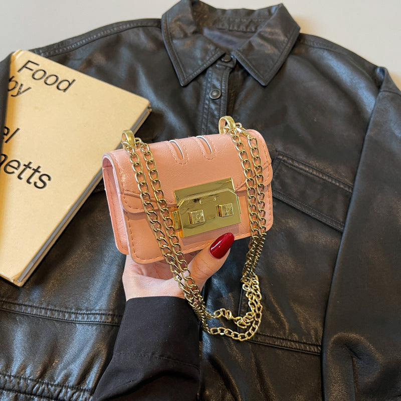 Damen elegante Mini-Handtasche mit goldener Verschlussmechanismus