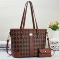 Damen praktische Tragetasche mit stylischem Karomuster und abnehmbarer Mini-Clutch