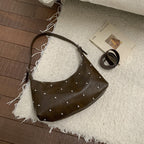 Damen lässige Schultertasche mit eleganten Perlenakzenten