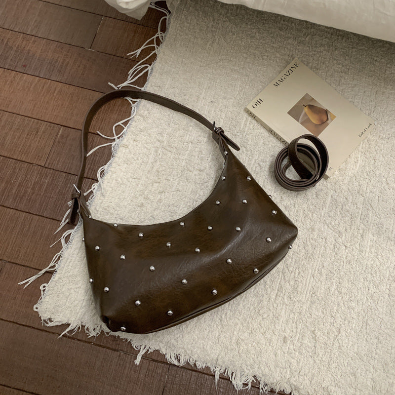 Damen lässige Schultertasche mit eleganten Perlenakzenten
