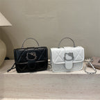Damen Mini-Handtasche mit dekorativer Steppung und verspieltem Katzenmotiv