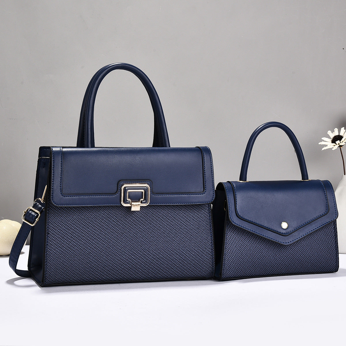 Damen Handtaschen-Set mit strukturiertem Design und eleganter Mini-Crossbody-Tasche