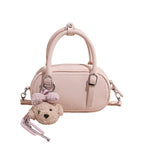 Damen Mini-Handtasche mit abnehmbarem Teddy-Schlüsselanhänger