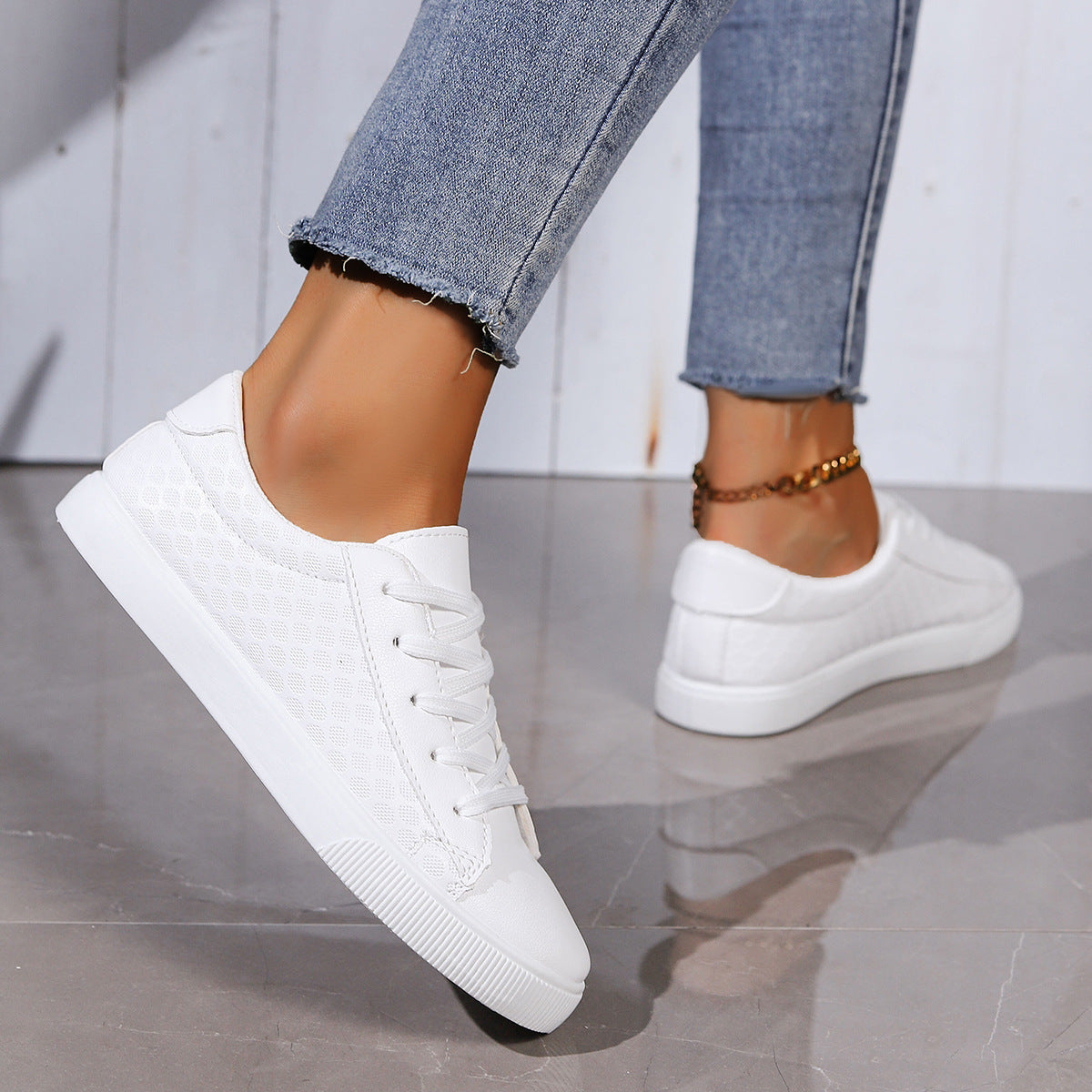 Damen atmungsaktive Sneaker mit strukturierter Oberflächenverarbeitung