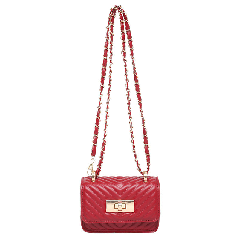 Damen Mini-Handtasche mit gestepptem Design und goldenem Verschluss