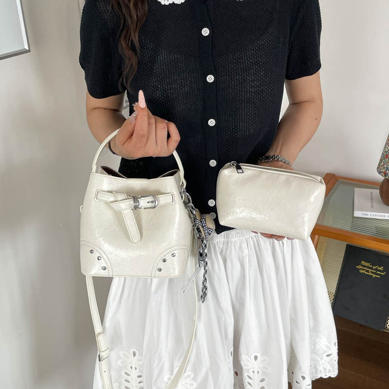 Damen stylische Mini-Bucket-Bag mit herausnehmbarem Kosmetiktäschchen