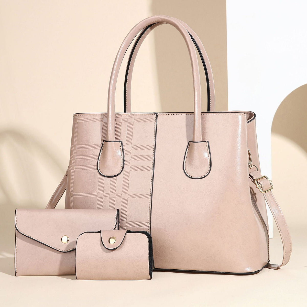 Damen elegante Tote-Handtasche mit abnehmbarem Clutch und zusätzlichem Geldbeutel