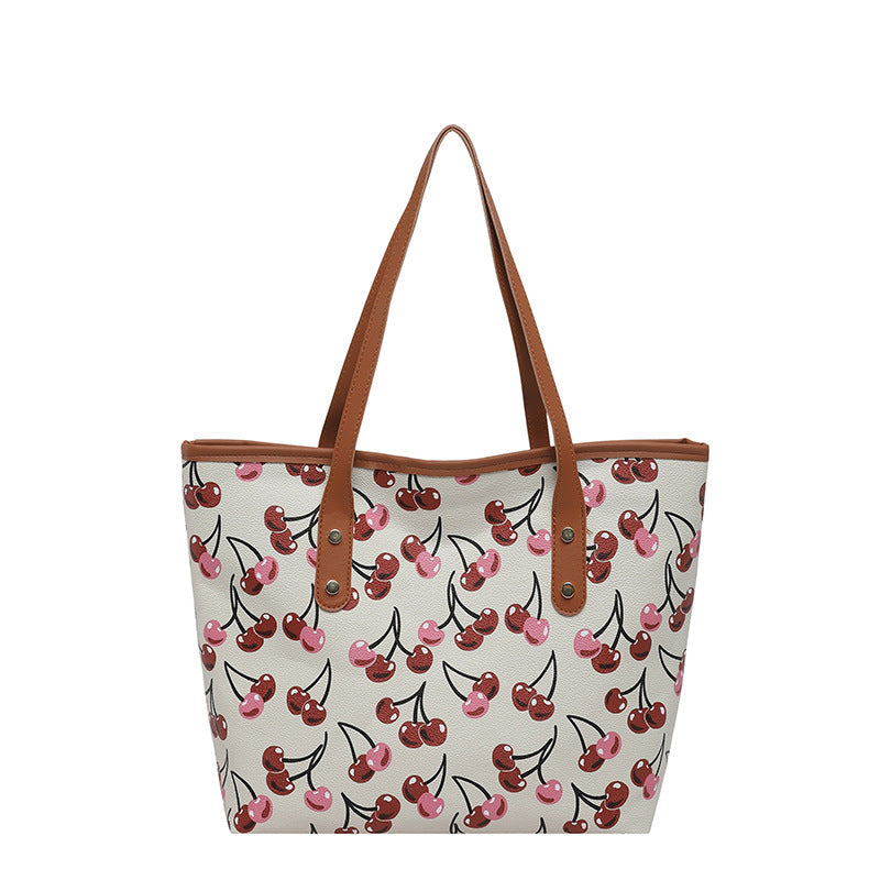 Damen Einkaufstasche mit fruchtigem Kirschdesign