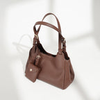 Damen Hobo-Tasche aus hochwertigem Leder mit abnehmbarem Mini-Brieftasche