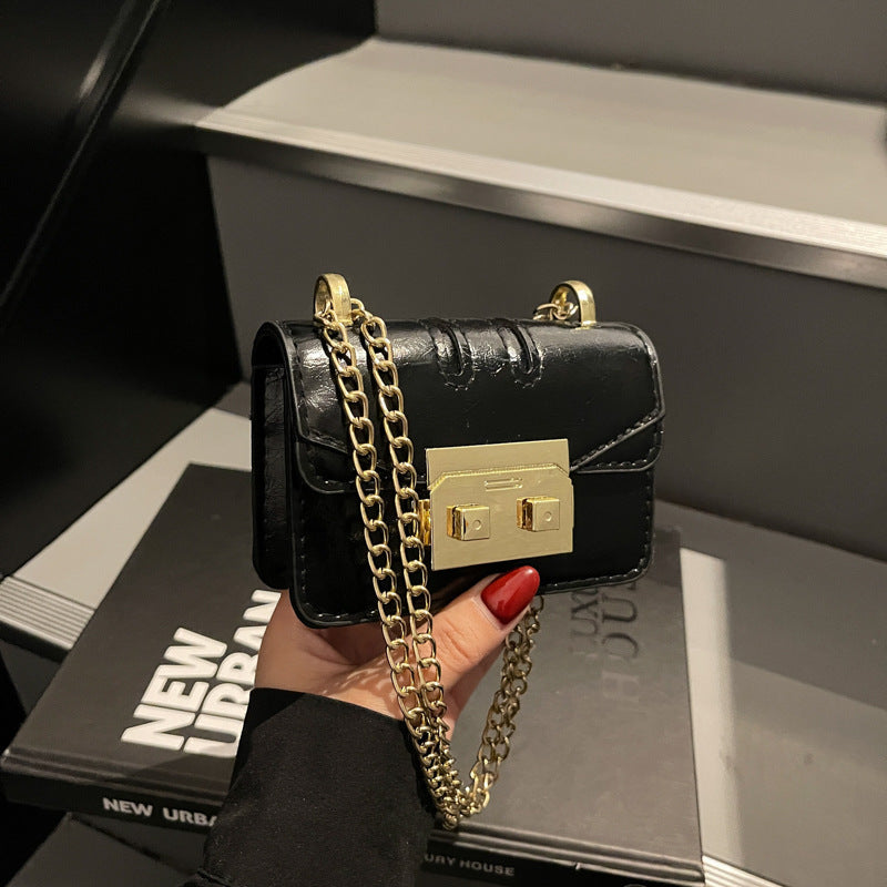 Damen elegante Mini-Handtasche mit goldener Verschlussmechanismus