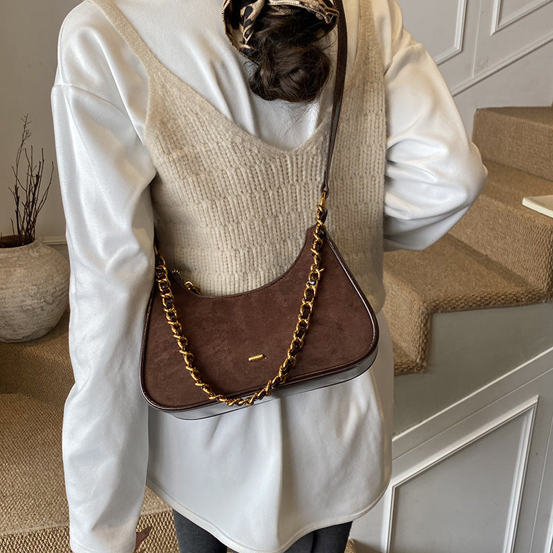Damen modische Schultertasche im Vintage-Look mit Kettenriemen