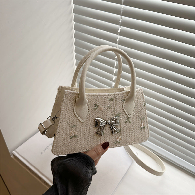 Damen Mini-Tasche mit floralen gewebten Design und stilvollem Schleifendetail