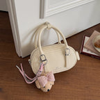 Damen Mini-Handtasche mit abnehmbarem Teddy-Schlüsselanhänger