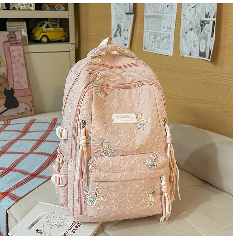 Blumenbestickter Robuster Schulrucksack