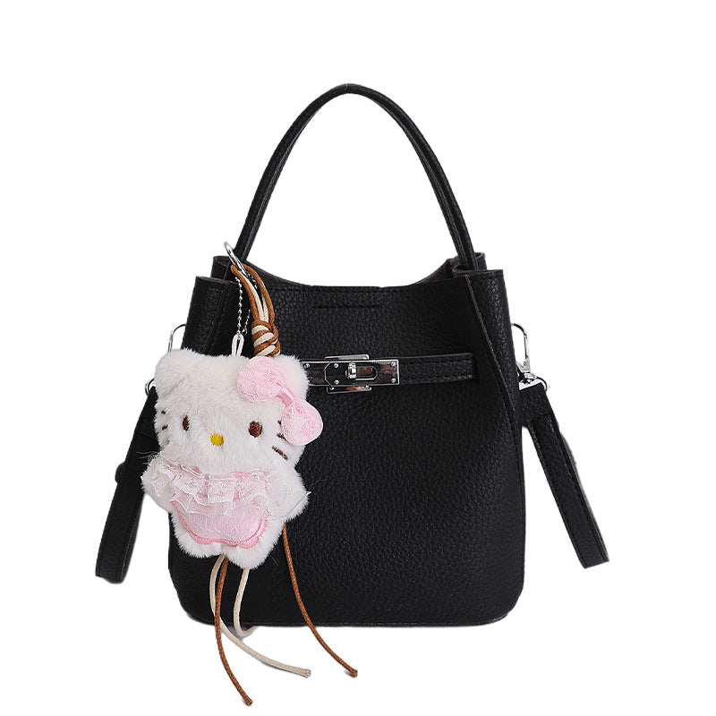 Damen Mini Tasche mit abnehmbarem Plüschanhänger
