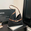 Damen modische Wildleder-Schultertasche mit kontrastierendem Gurt