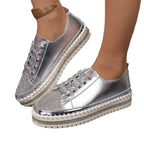 Damen Glamouröse Sneakers mit funkelnden Strasssteinen und trendiger Profilsohle