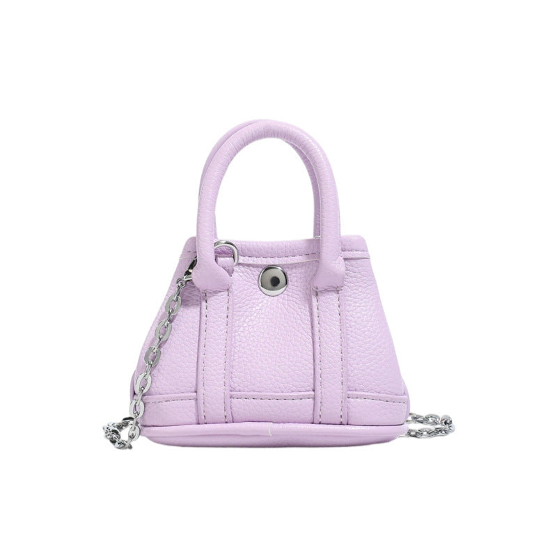 Damen Mini-Handtasche mit glatter Struktur und abnehmbarem Kettenriemen
