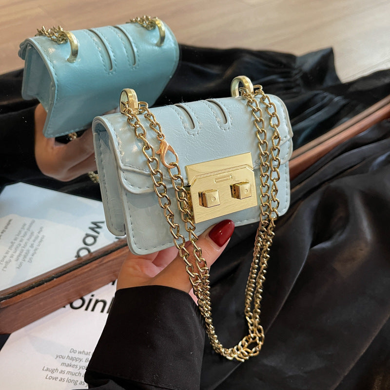 Damen elegante Mini-Handtasche mit goldener Verschlussmechanismus